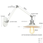 Vintage Industrial Long Arm Adjustable LED Wall Sconce Pull Chain Switch Bedside Lamp