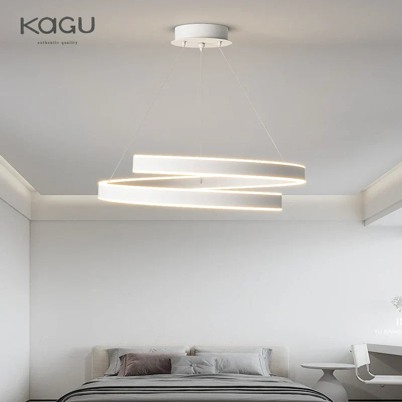 Round Spiral Chandelier in Black/White For Living Dining Kitchen Room Lighting Fixtures