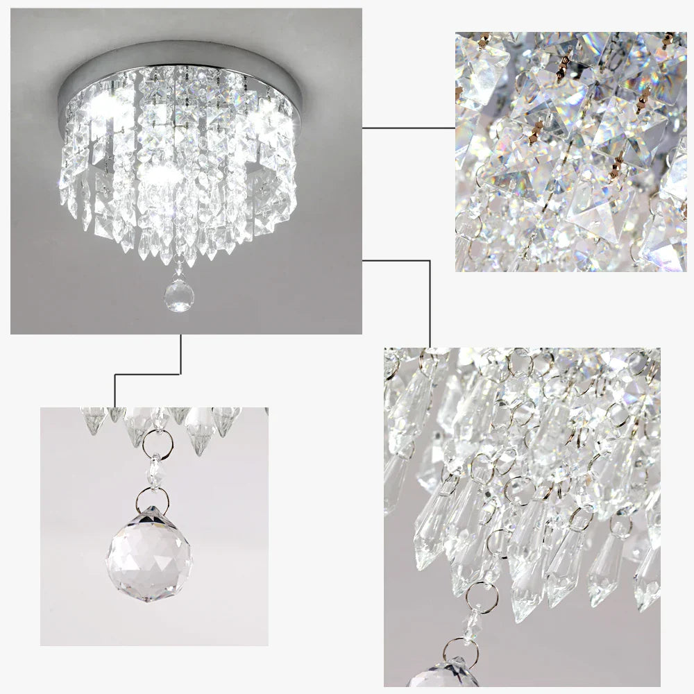 Luxury Crystal Ceiling LED Pendant Chandelier Silver Fixtures for Home Decor