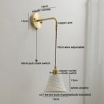 Ceramic Copper LED Wall Lamp with Pull Chain Switch for Modern Style Interiors