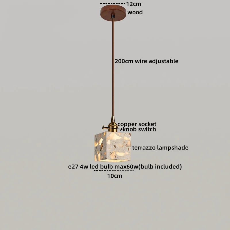 Terrazzo Wood LED Pendant Light for Stylish Home Decor