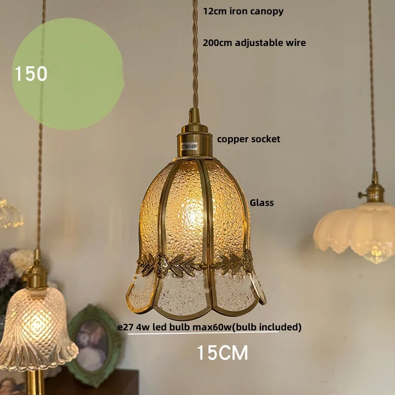 Walnut Wood Loft LED Pendant Lights Glass Hang Lamp Home Decor