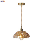 Afralia™ Amber Flower Glass Pendant Light LED Kitchen Decor Home Reading Room