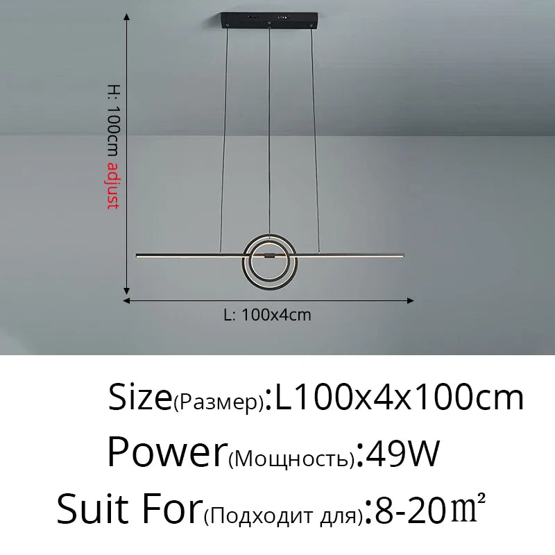 LED Ceiling Chandelier: Modern Minimalist Kitchen Dining Table Lighting