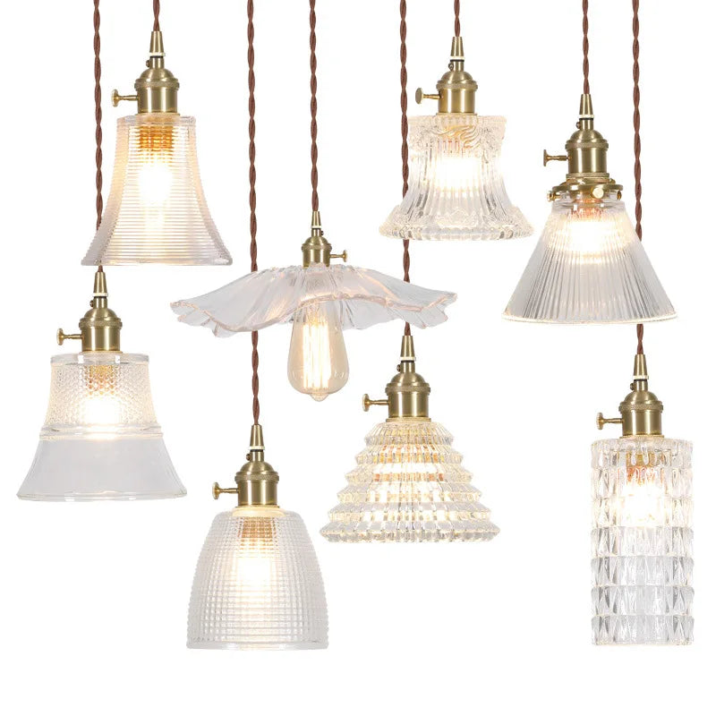 Petal Glass Copper LED Pendant Light- Modern Nordic Design