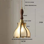 Walnut Wood Loft LED Pendant Lights Glass Hang Lamp Home Decor