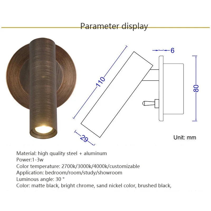 Warm White LED Wall Sconce Light for Bed Headboard Decoration