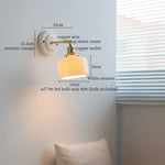 Afralia™ Copper Ceramic LED Wall Light with Pull Chain Switch for Living Room Decor.