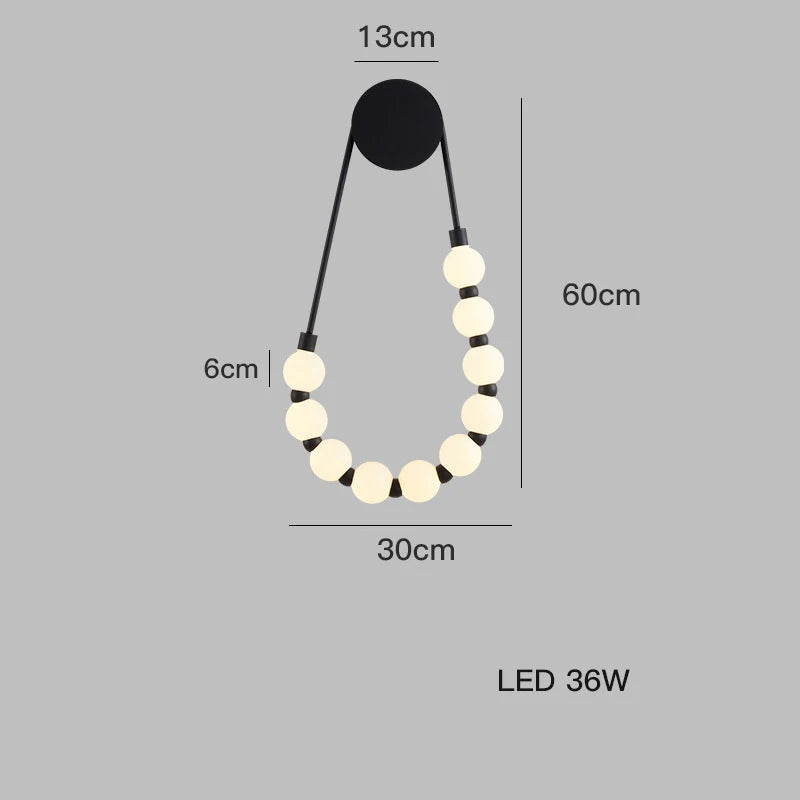 Black Gold LED Her Necklace Wall Lamp Sconce for Bedroom & Corridor