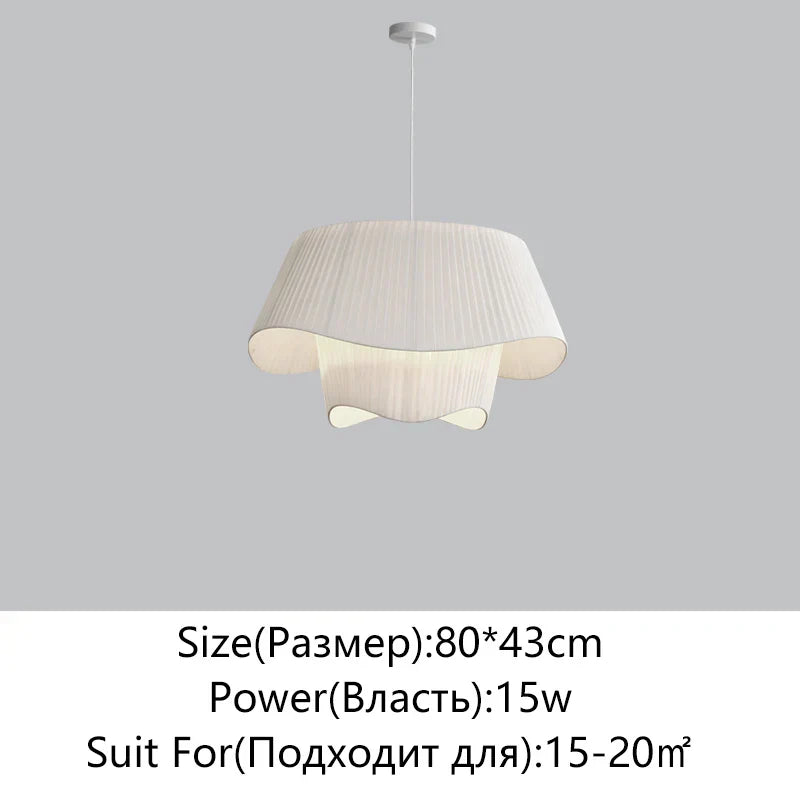 Cream Fabric Chandelier: Retro Nordic Attic Light for Bedroom, Living Room, Dining Room