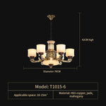 Luxury Copper Marble Chandelier for Living Room in New Chinese Style