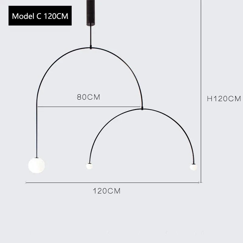Arc Line Chandelier: Nordic Suspension Pendant for Living Dining Room Kitchen