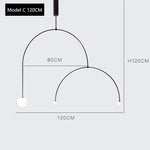 Arc Line Chandelier: Nordic Suspension Pendant for Living Dining Room Kitchen