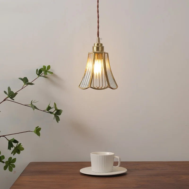 Glass Copper Pendant Light Modern LED Hanging Light for Home Decor