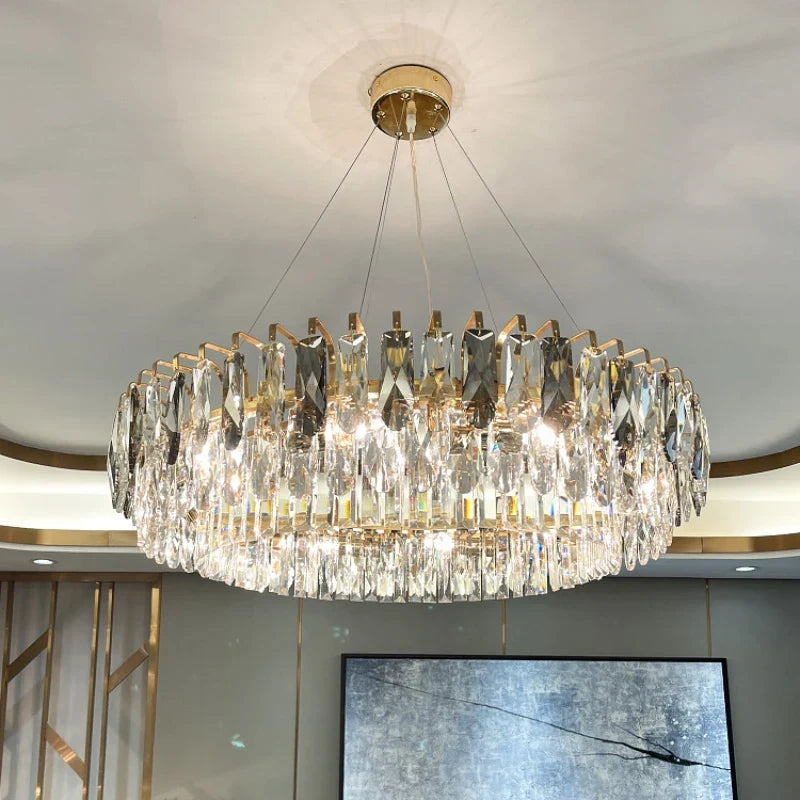 Gold Crystal Chandelier: Luxury Lighting for Dining Living Bedroom Kitchen Island