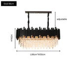 Oval LED Crystal Chandelier: Modern Black Pendant Light for Living Room, Bedroom, Dining Room