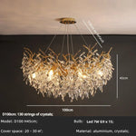 Crystal LED Pendant Lights Gold Dining Room Branch Chandelier