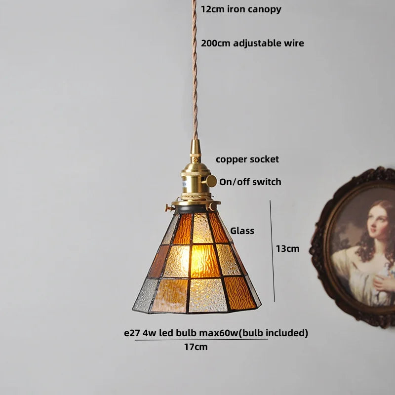 Walnut Wood Glass Pendant Lights LED Vintage Loft Kitchen Living Room Lighting