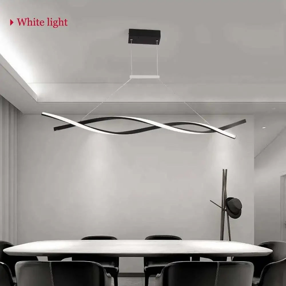 Wave LED Chandelier Iron Art Pendant Light for Living Room