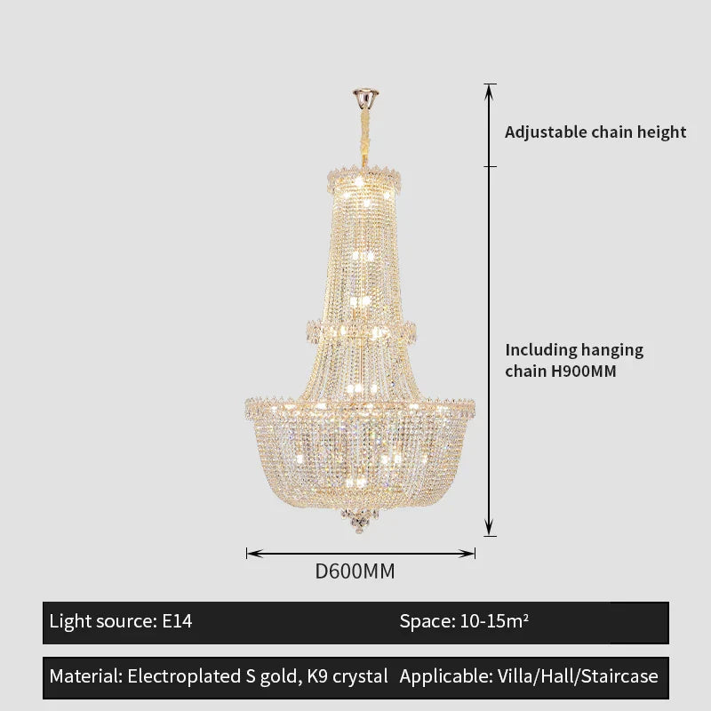Crystal Luxe Chandelier for Villa Hotel Living Room - European Modern Style