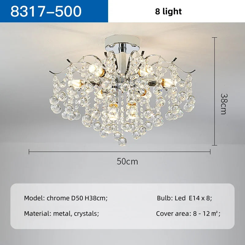 Chrome LED Ceiling Lights E14 Chandelier for Living Room Home Decor