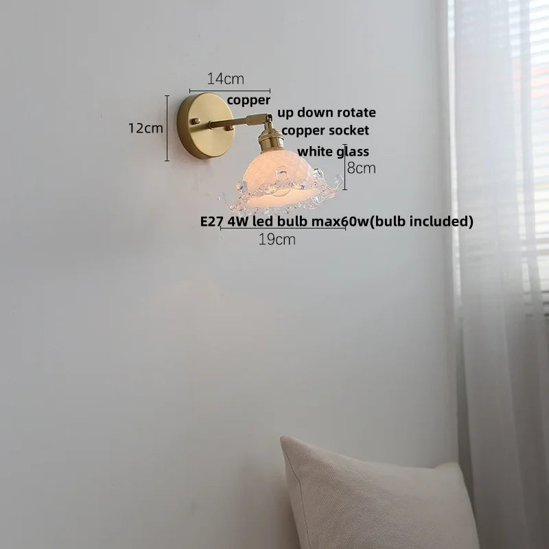 White Glass Copper Wall Sconce LED Stair Light Fixture - Modern Nordic Design