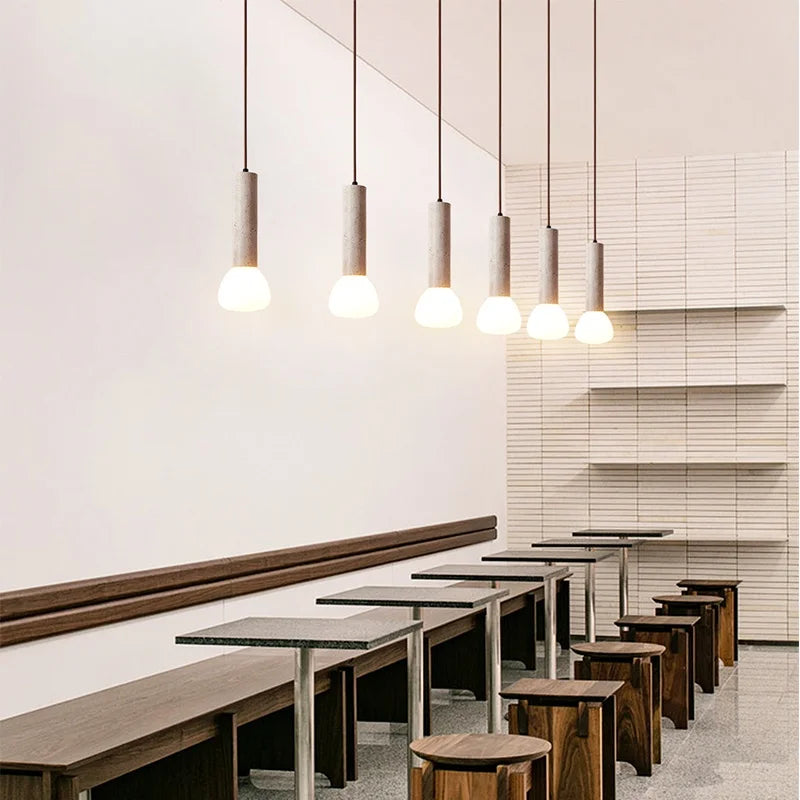 Afralia™ Glass Stone LED Pendant Lights - Yellow Travertine Vintage Hanging Lamp