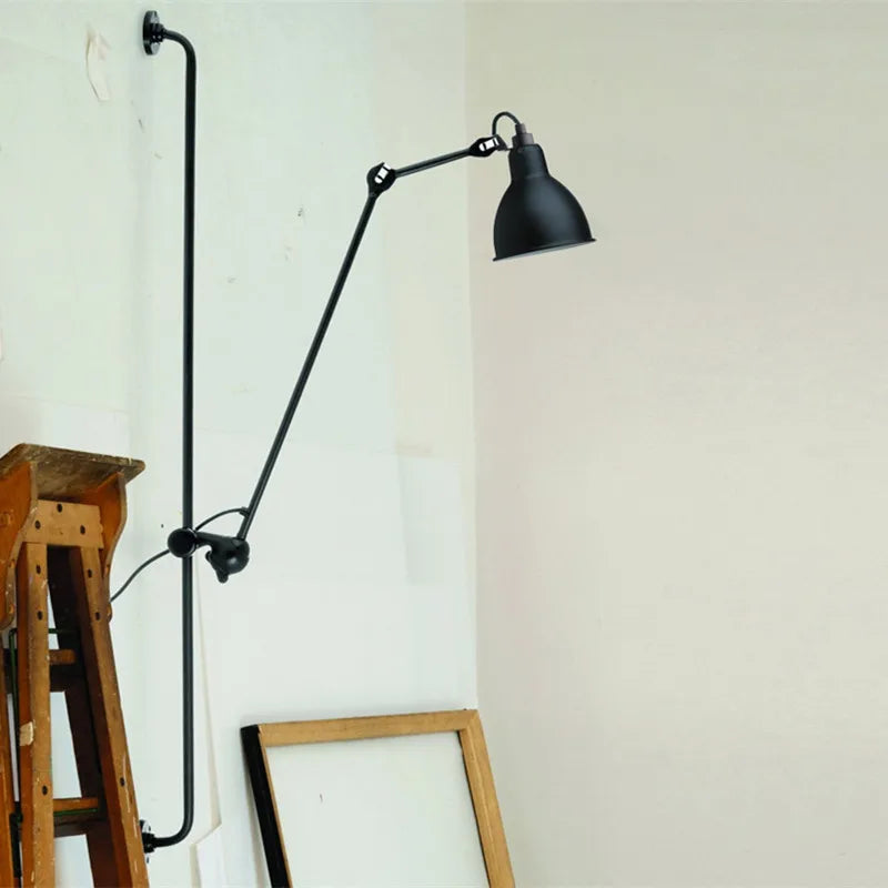Gras BL Wall Lamp: Adjustable Chrome Long Arm Reading Light