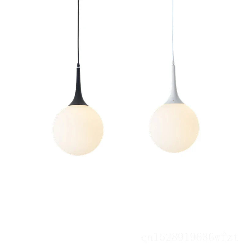 Glass Ball LED Pendant Lights for Modern Living Room, Black/White Horn Fixtures