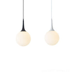 Glass Ball LED Pendant Lights for Modern Living Room, Black/White Horn Fixtures