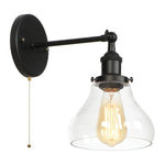 Black Iron LED Wall Lights Industrial Pull Chain Switch Bedroom Dining Room Loft