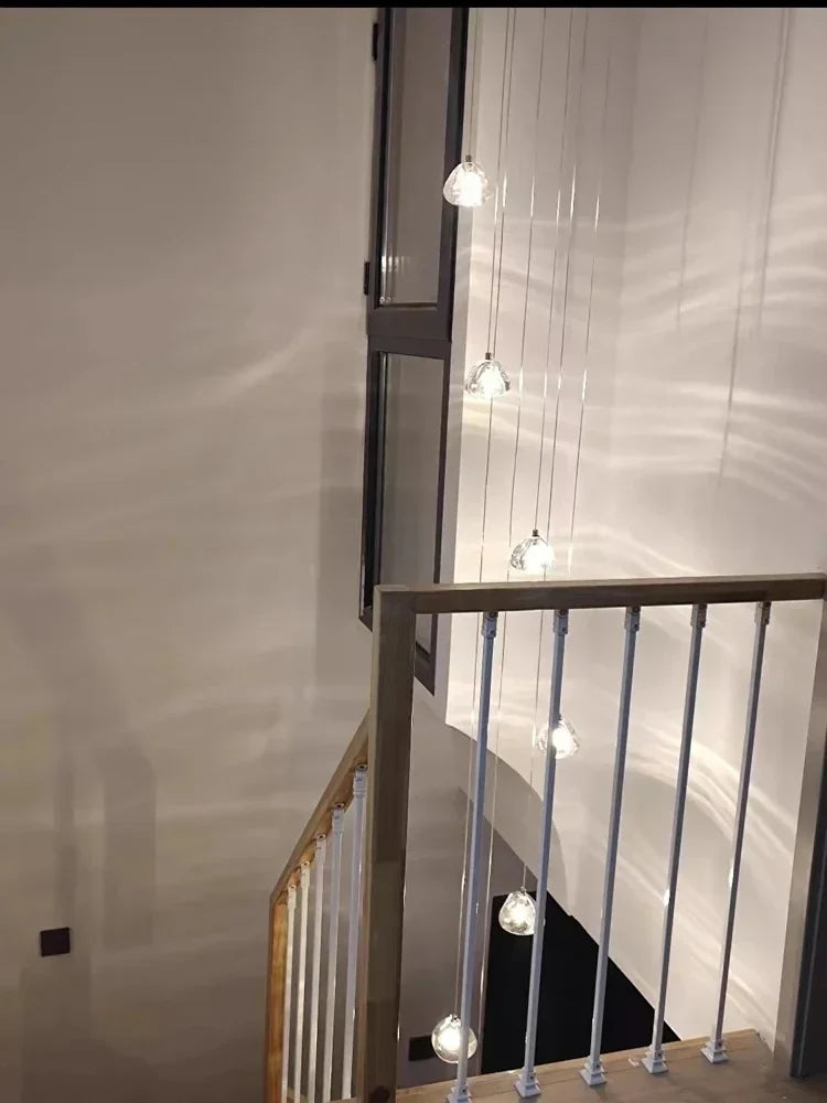 Luxury Crystal Chandelier: Stylish LED Staircase Lighting for Duplex Loft Ceiling