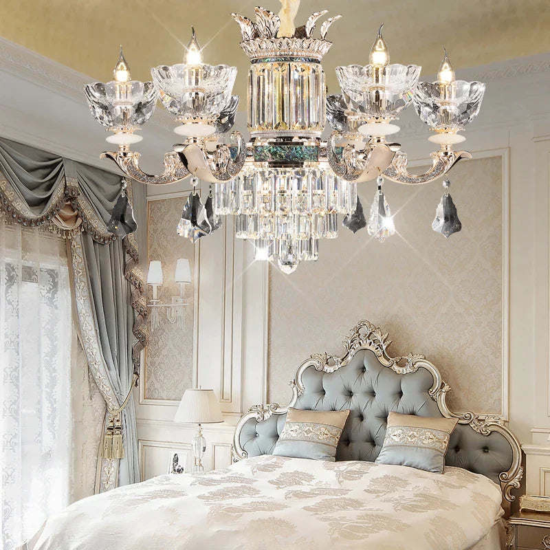 Duplex European Crystal Chandelier for Staircase with Hollow Design