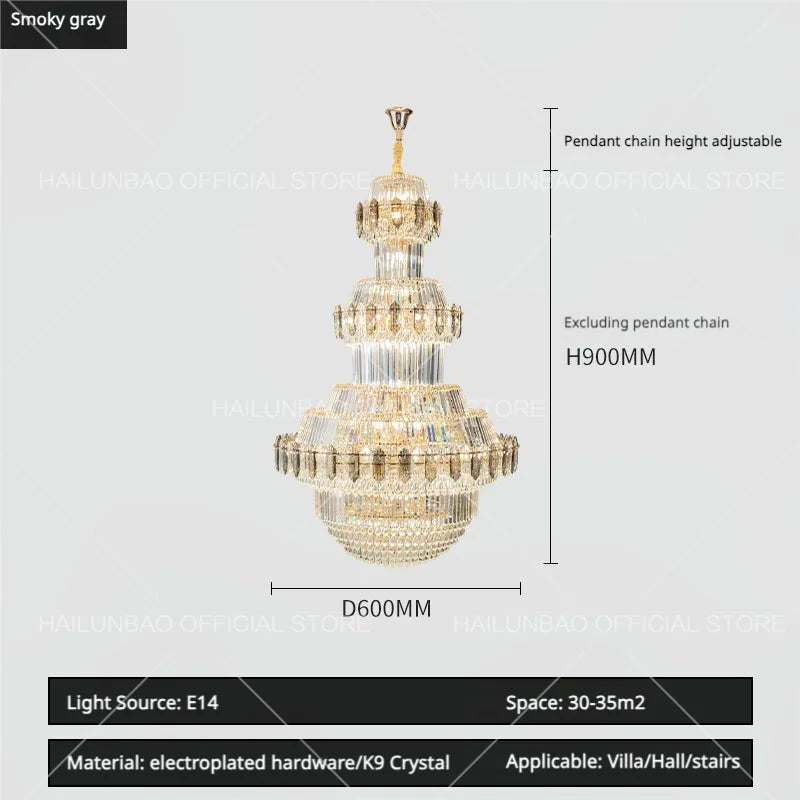 Crystal Chandelier: Villa High Living Room Luxury Lighting