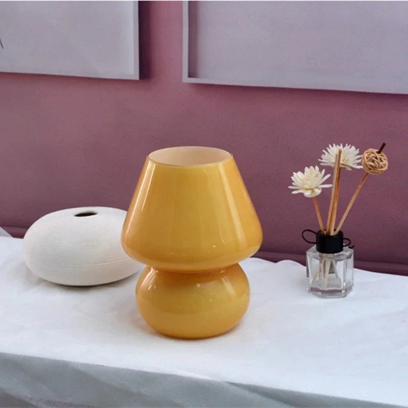 Striped Mushroom Glass LED Desk Lamp in Korean Ins Style