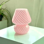 Striped Mushroom Glass LED Desk Lamp in Korean Ins Style
