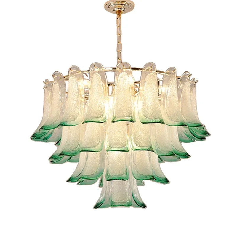 Luxury Green Glass Pendant Lights Metal Round Luminaria Fixture