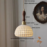 Afralia™ Brown Wood LED Pendant Lamp Ceramic Nordic Hanging Light Fixtures