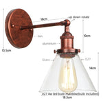 Vintage Industrial LED Wall Sconce Clear Glass Bathroom Lamp