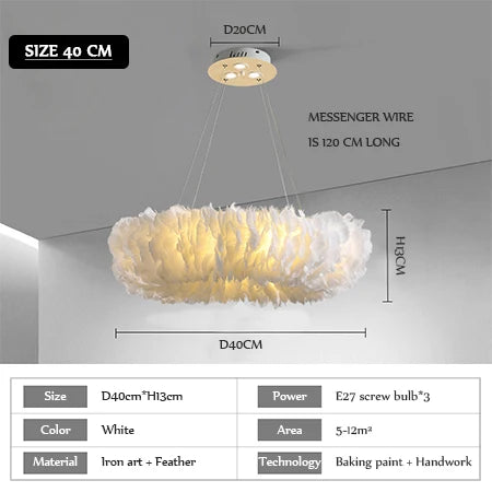 Nordic Feather Pendant Lamps for Bedroom and Home Decor Lighting