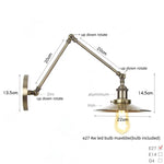 Vintage Industrial Long Arm Adjustable LED Wall Sconce Pull Chain Switch Bedside Lamp