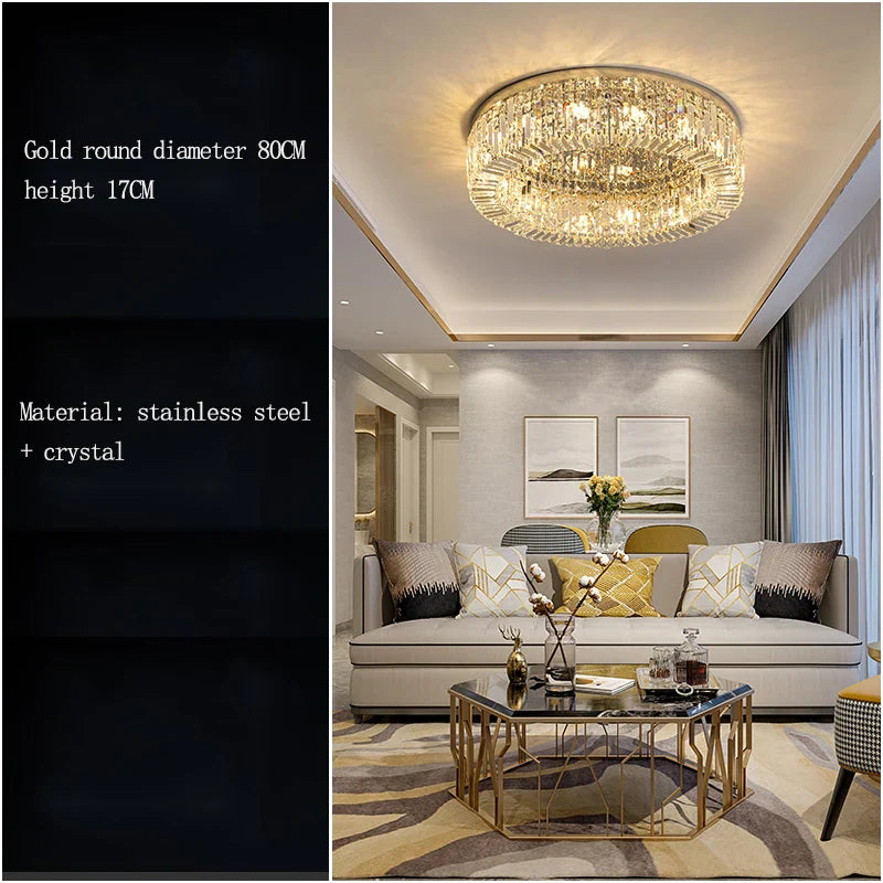 Crystal LED Ceiling Lamp for Chic Living, Bedroom, and Dining Room