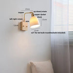 Walnut Wood LED Wall Sconce Rotatable Glass Bedside Lamp Nordic Modern