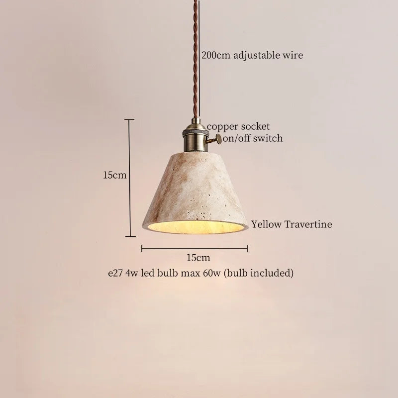 Yellow Travertine LED Pendant Lamps - Wabi Sabi Home Decor & Lighting