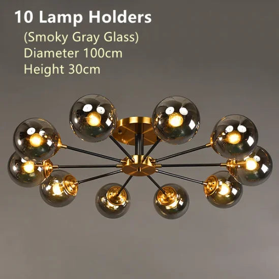 Glass Ball Chandeliers: Scandinavian LED Ceiling Lamps for Living Room & Bedroom