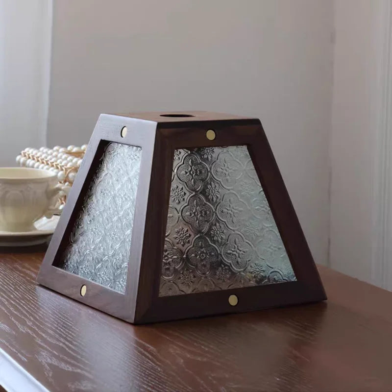Walnut Wood LED Pendant Light Clear Glass Adjustable Loft Retro