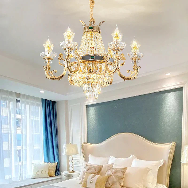 Crystal Dining Room Chandelier - Elegant Zinc Alloy Candle Lamp