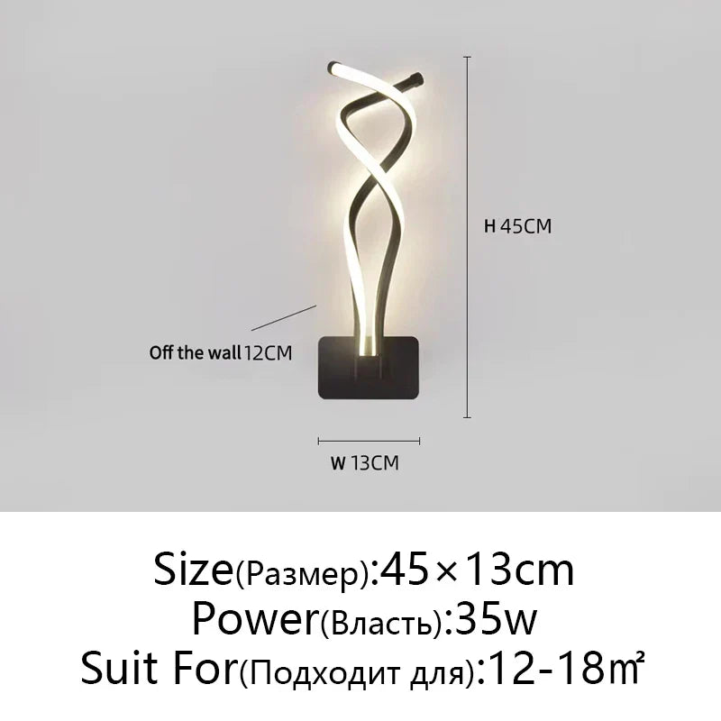 LED Wall Lamps Modern Minimalist Bedroom Living Room Lighting Black White
