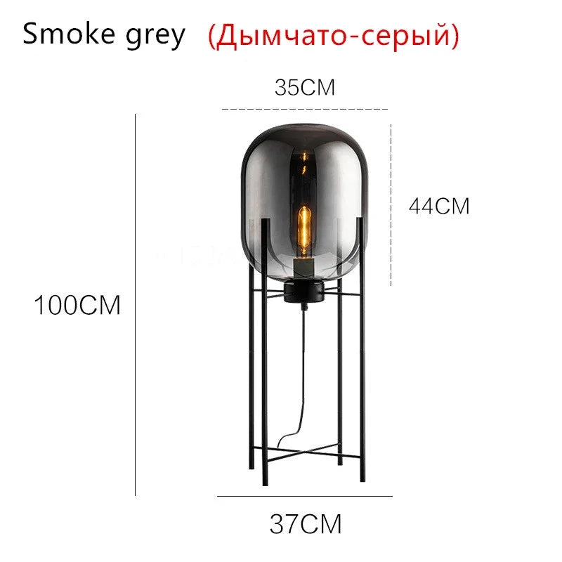 Nordic Smoky Gray Glass Table Lamp Postmodern Iron Desk Lamps for Living Room