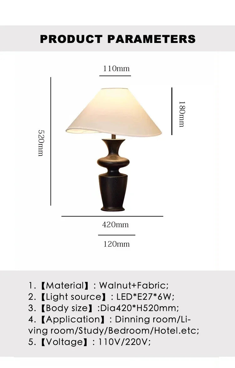 Walnut Black Wood Floor Lamp for Study Living Room Bedroom Lighting